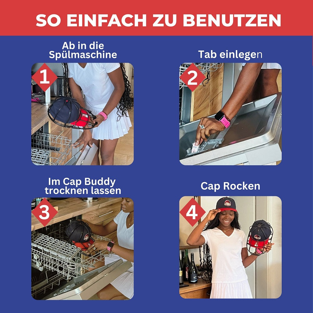 Cap Buddy & Wäschenetz für Waschmaschine und Spülmaschine Kappenreinigung ganz einfach