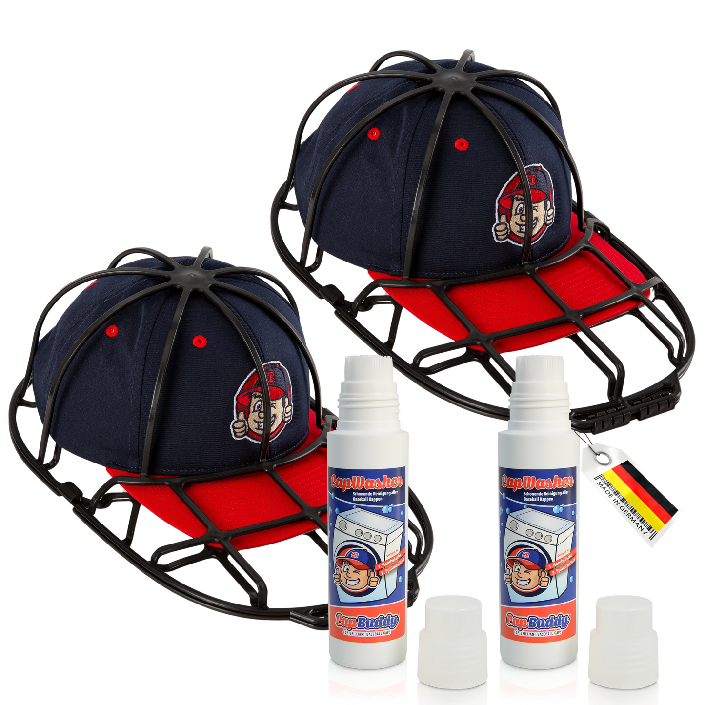 Doppelpack Cap Buddy & Cap Washer das Wunder-Waschmittel mit Bürstenkopf zur Basecap Reinigung