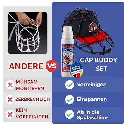 Cap Buddy & Cap Washer Waschmittel Set Kappenreiniger in der Bürstenflasche