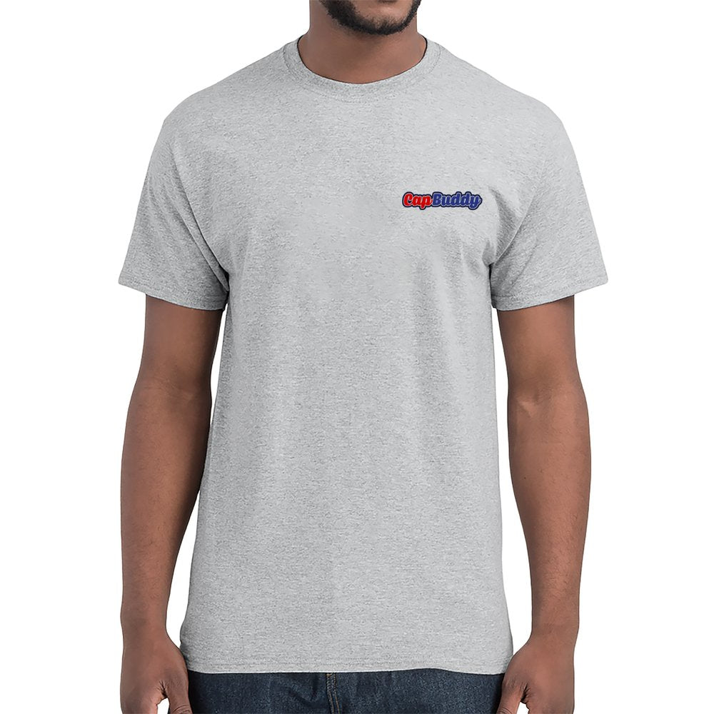 Cap Buddy Logo T-Shirt für Herren & Unisex – Grau, 100 % Baumwolle