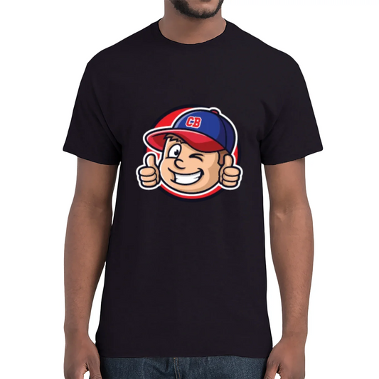 Cap Buddy Circle Mascot T-Shirt für Herren & Unisex – Schwarz 100 % Baumwolle