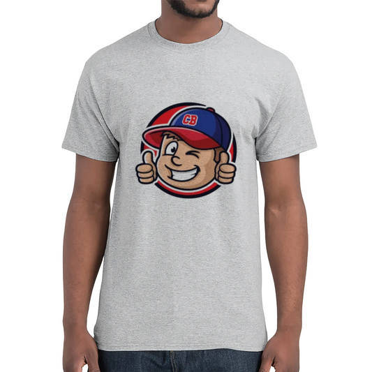Cap Buddy Circle Mascot T-Shirt für Herren & Unisex – Grau, 100 % Baumwolle
