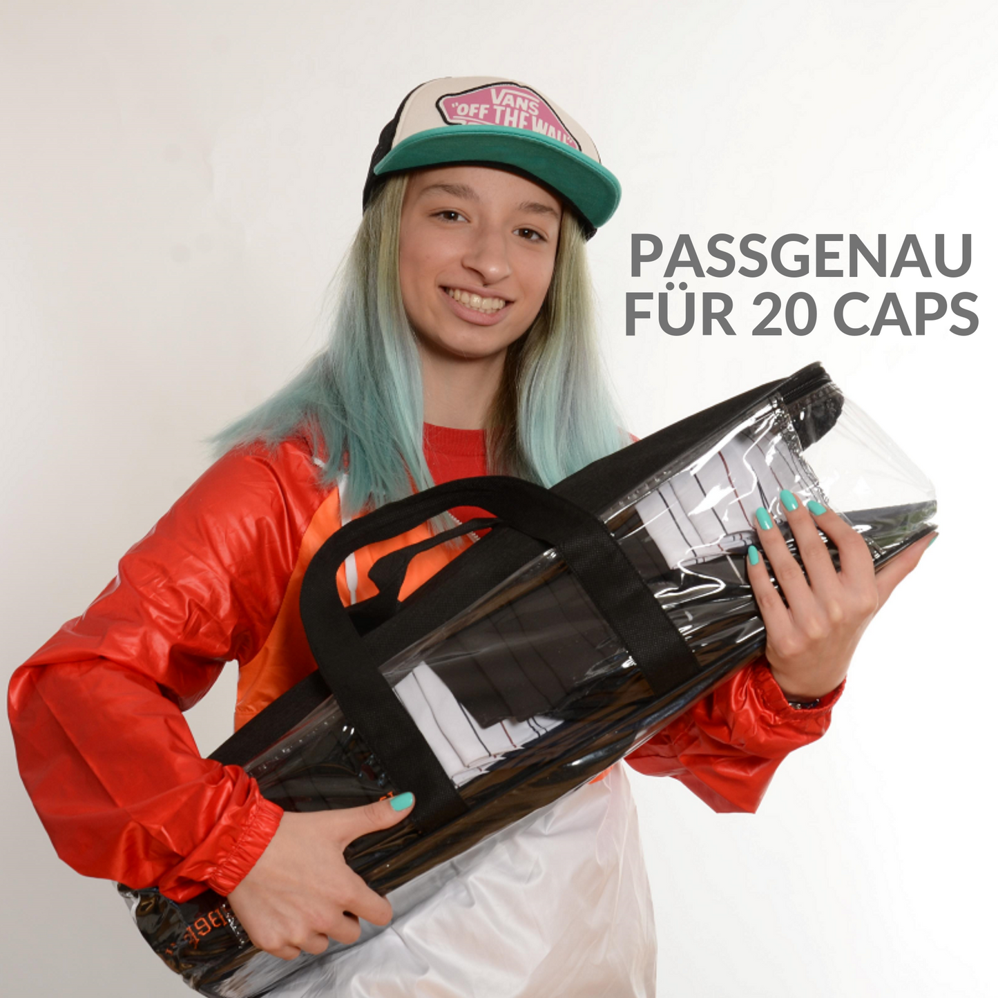 Cap Buddy Kappen Aufbewahrung Tasche | Durchsichtige Cap Bag mit Reißverschluss | Atmungsaktive Reisetasche & Organizer für bis zu 20Kappen