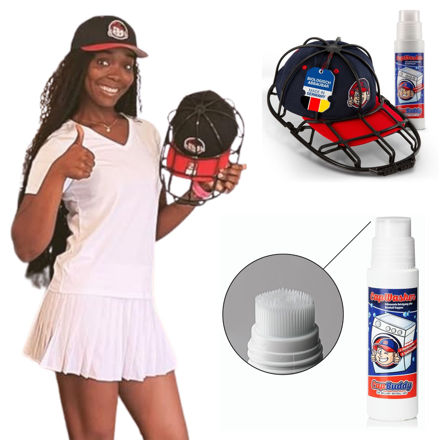 Cap Buddy Kappen Waschmittel - 200 ml in der praktischen Bürstenflasche