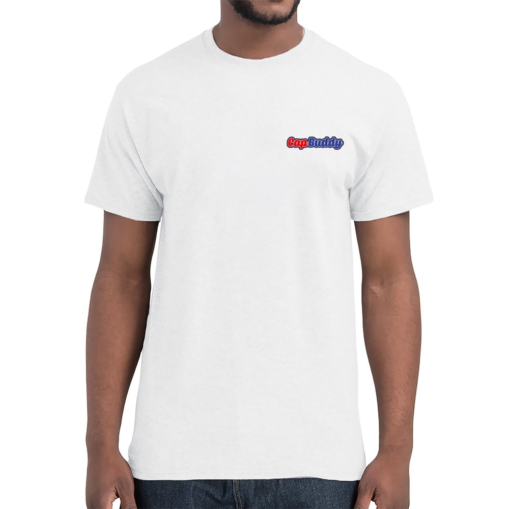 Cap Buddy Logo T-Shirt für Herren & Unisex – Weiss, 100 % Baumwolle