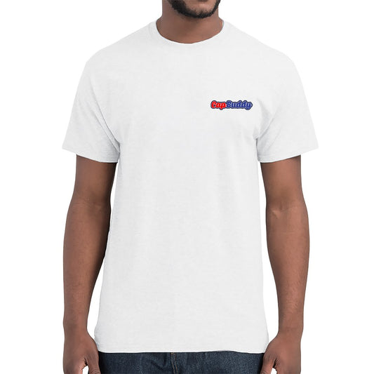 Cap Buddy Logo T-Shirt für Herren & Unisex – Weiss, 100 % Baumwolle