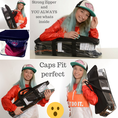 Cap Buddy Kappen Aufbewahrung Tasche | Durchsichtige Cap Bag mit Reißverschluss | Atmungsaktive Reisetasche & Organizer für bis zu 20Kappen